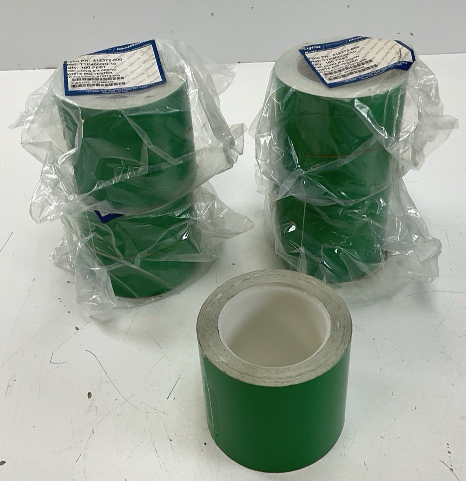 5 Rolls Tyco TTP400GN-10 Green Polyester Thermal Transfer Self Laminating Labels