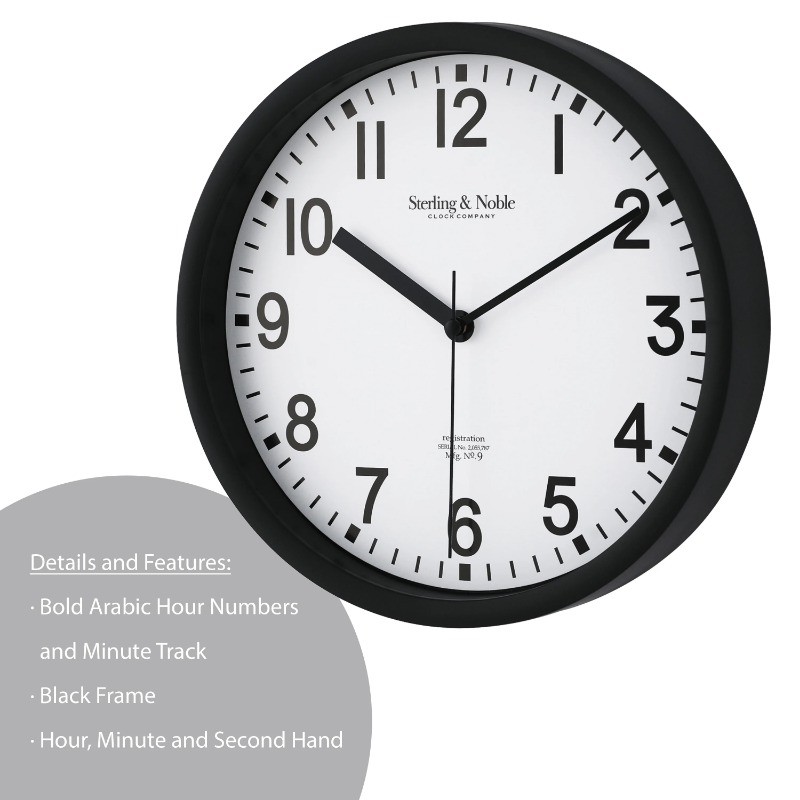 Mainstays Basic Indoor 8.78" Black Analog Round Modern Wall Clock
