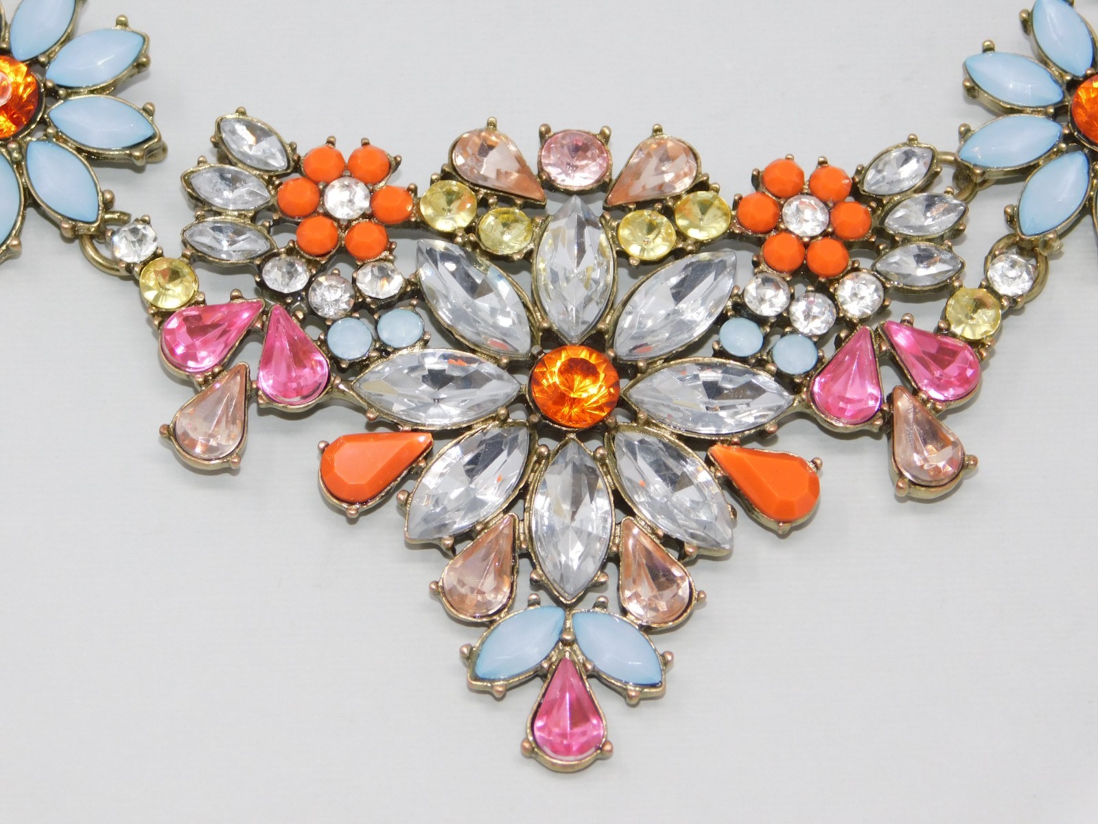 Vintage JOAN RIVERS Rhinestone Big Blossom Floral Bib Statement Necklace