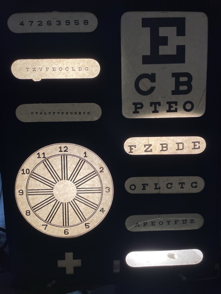 Vintage Optical Vision Visual Acuity Chart Eye Chart Light Box Green Test Co.