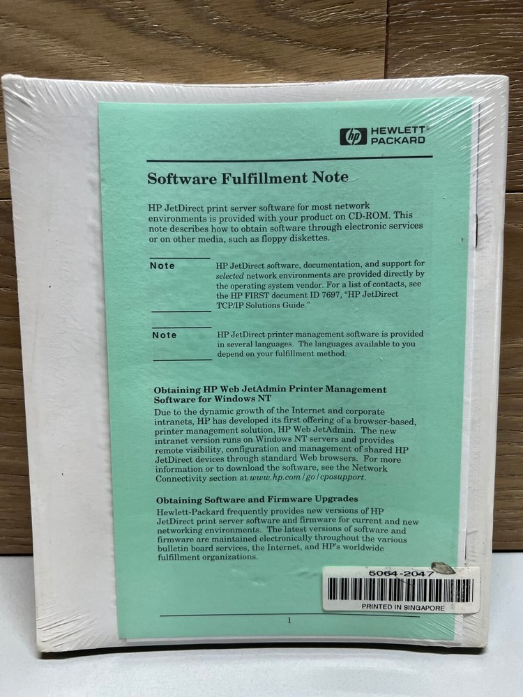 HP JetDirect Print Server Software Installation Guide - New in Package