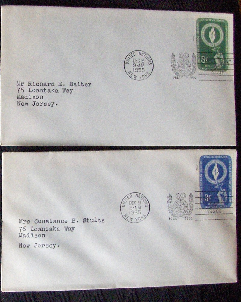 UNITED NATIONS. 2  different FDC Human Rights, NY 1955.
