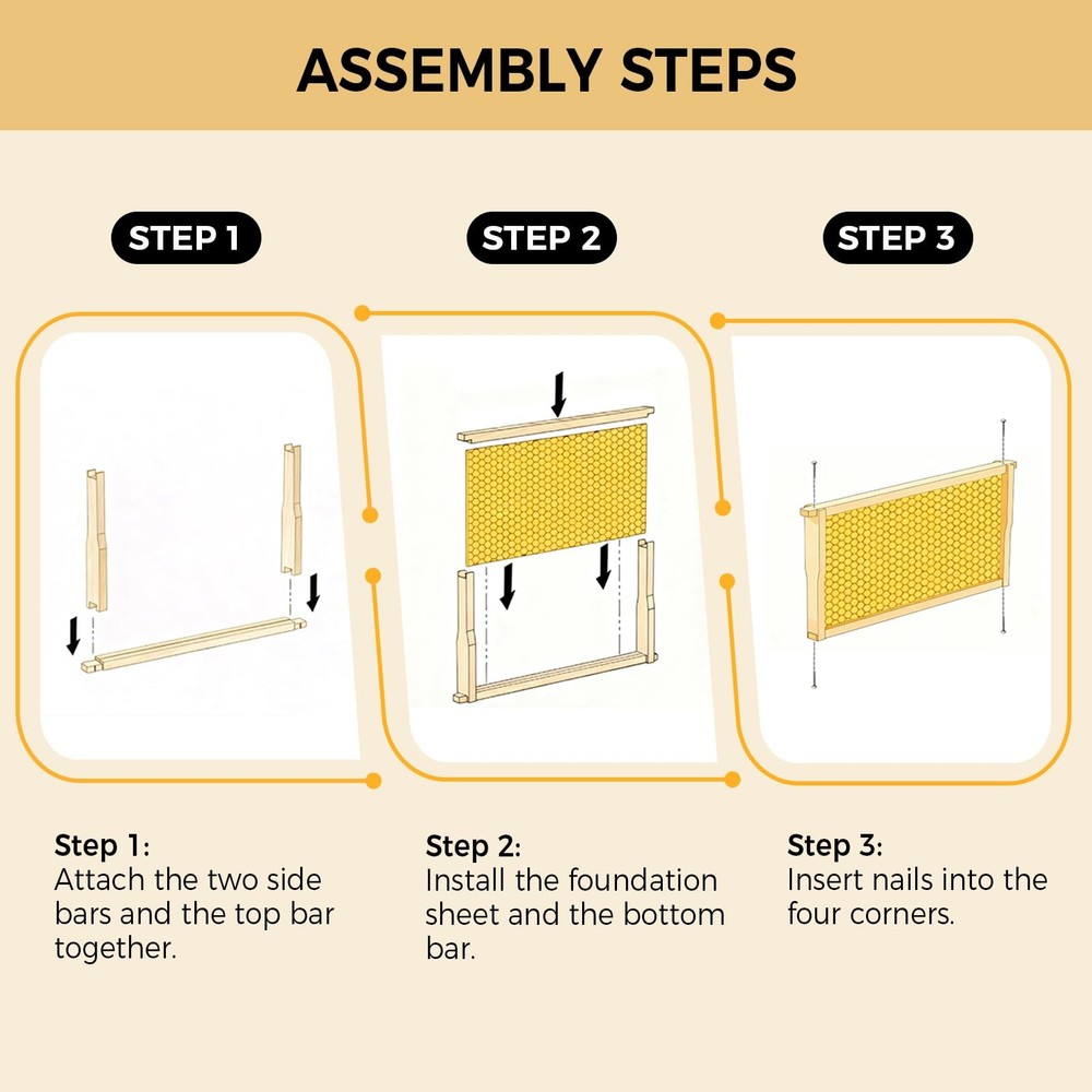 Honey Lake Deep Beehive Frames and Foundations Kit, 10 Pack 10Pack-Yellow