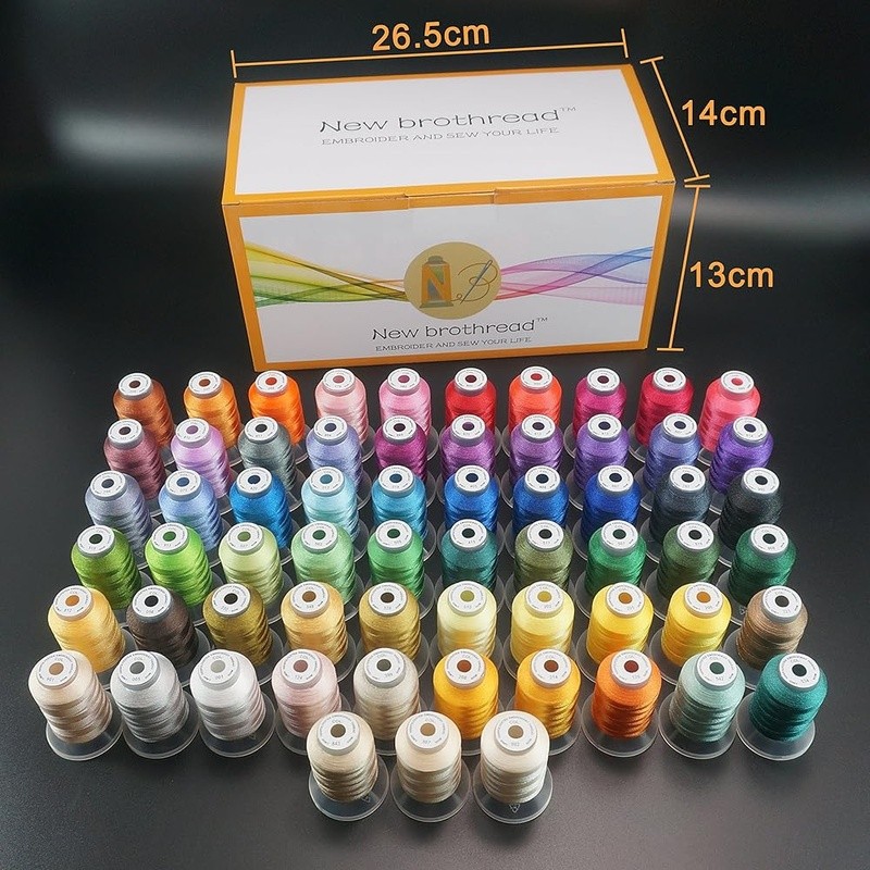 63 Spools Polyester Embroidery Thread Kit Color Chart Ideal All Projects New