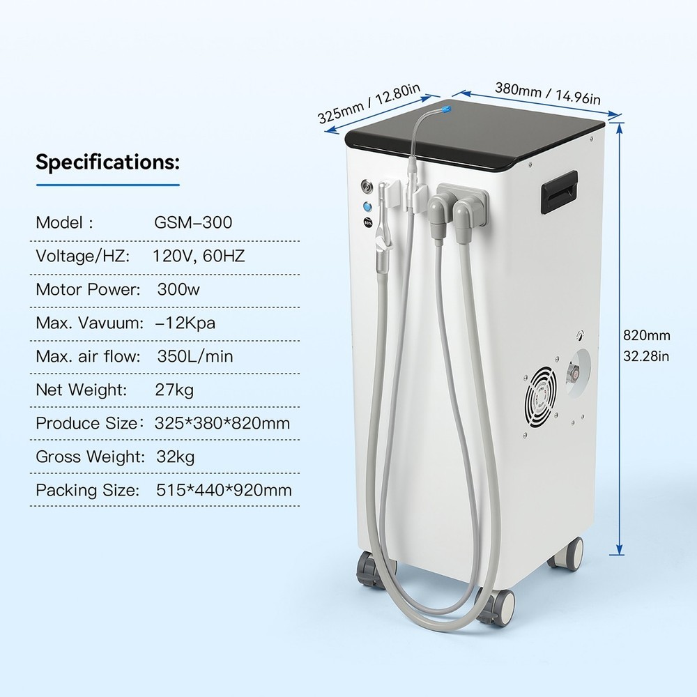 Dental Portable Mobile Suction Unit System Negative Pressure Pump High Volume