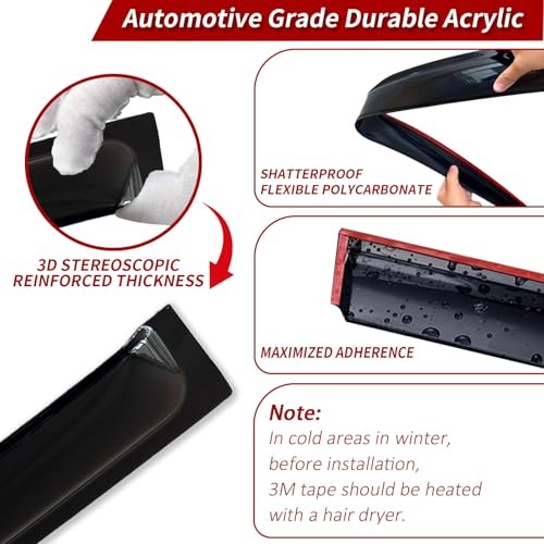 Window Visors Rain Guards fit Dodge Ram 1500 Crew Cab 2009-2018