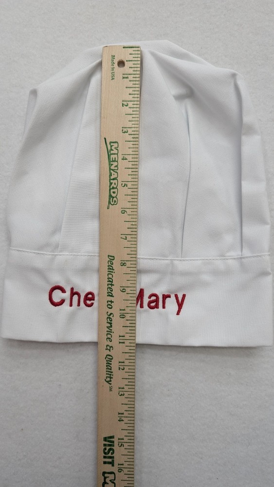 Now Designs Chef Hat Hook and Loop Adjustable Size White Chef Mary Embroidered