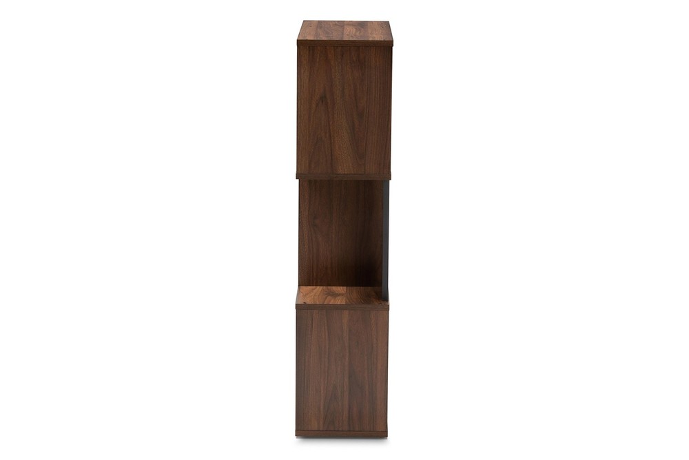 Baxton Studio Vivace Display Bookcase, Walnut Brown/Dark Grey