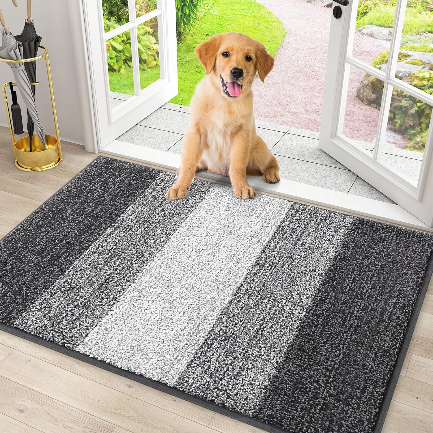 Dog Door Mat for Muddy Paws, Absorbs Moisture and Dirt, Low-Profile Entryway Mat