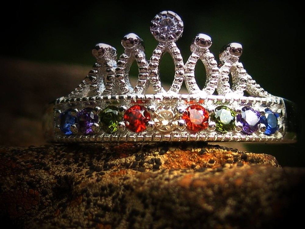 METAPHYSICAL UNICORN RING 925 STERLING MULTI GEM STONE CROWN