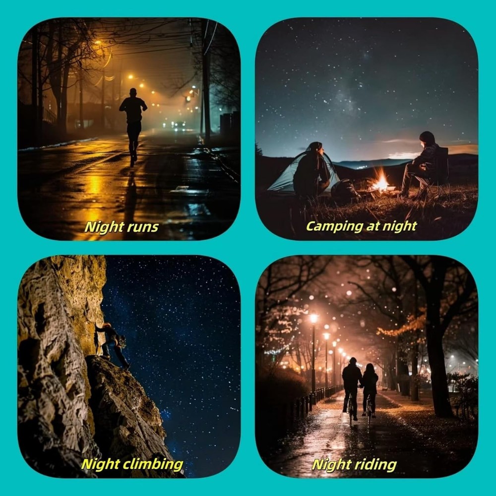 3-Pack LED Rechargeable Headlamp 230° Wide Beam Motion Sensor Waterproof Light