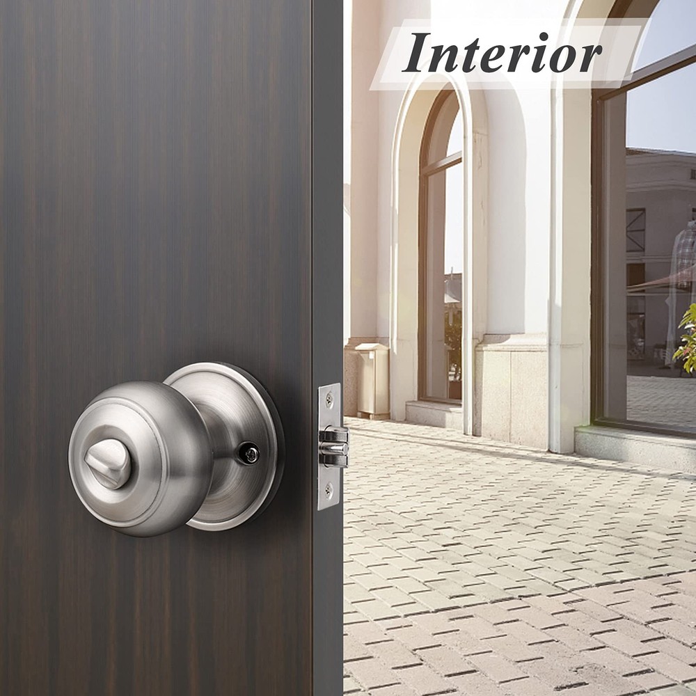 Probrico Colonial Style Door Knobs Locks (Entry, 1 Pack, Brushed Nickel