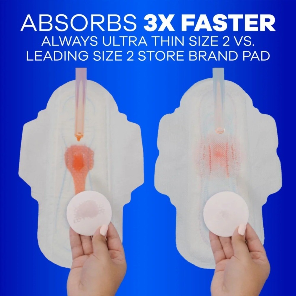 Ultra Thin Pads with Wings, Size 2, Long Super Absorbency, 58 Count