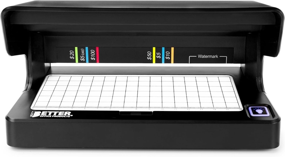 Counterfeit Bill Detector with UV Fluorescent Light, Portable & Compact