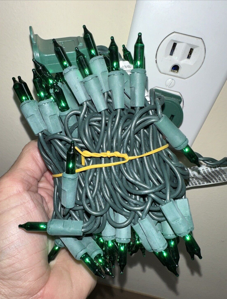 100 Count Mini String Christmas Lights GREEN wedding green wire