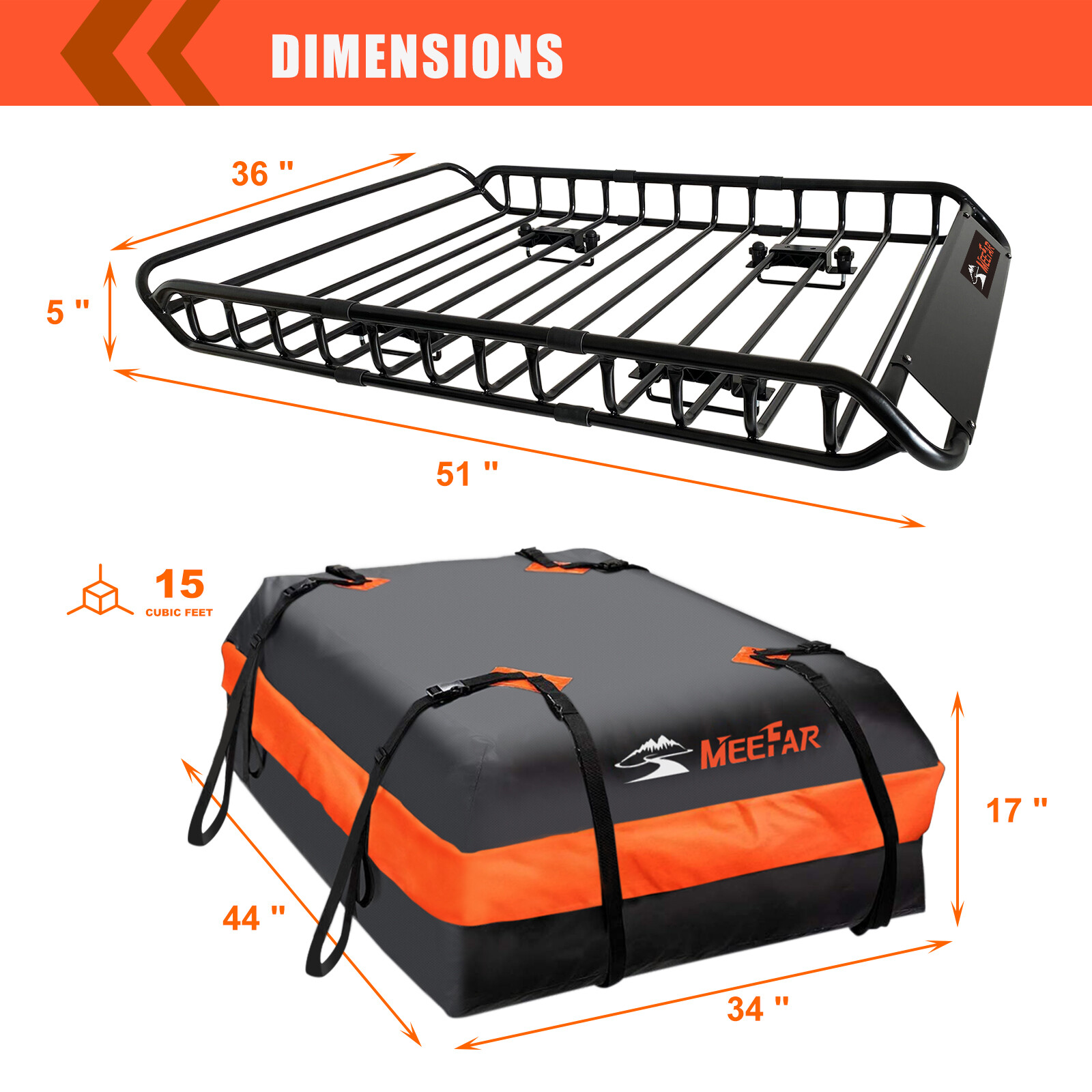Universal Roof Rack Cargo Carrier Basket SUV Top Luggage Holder & Waterproof Bag