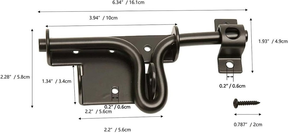 Rust-Proof Black Sliding Bolt Latch with Padlock Compatibility for Gates & Sheds