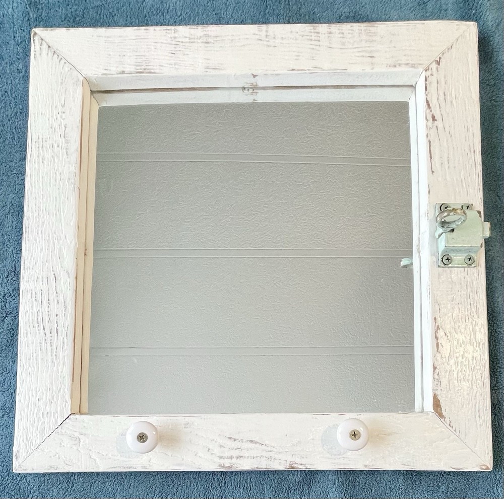 AWESOME  RUSTIC PAINTED DISTRESSED WHITE RECLAIMED WOOD MIRROR!