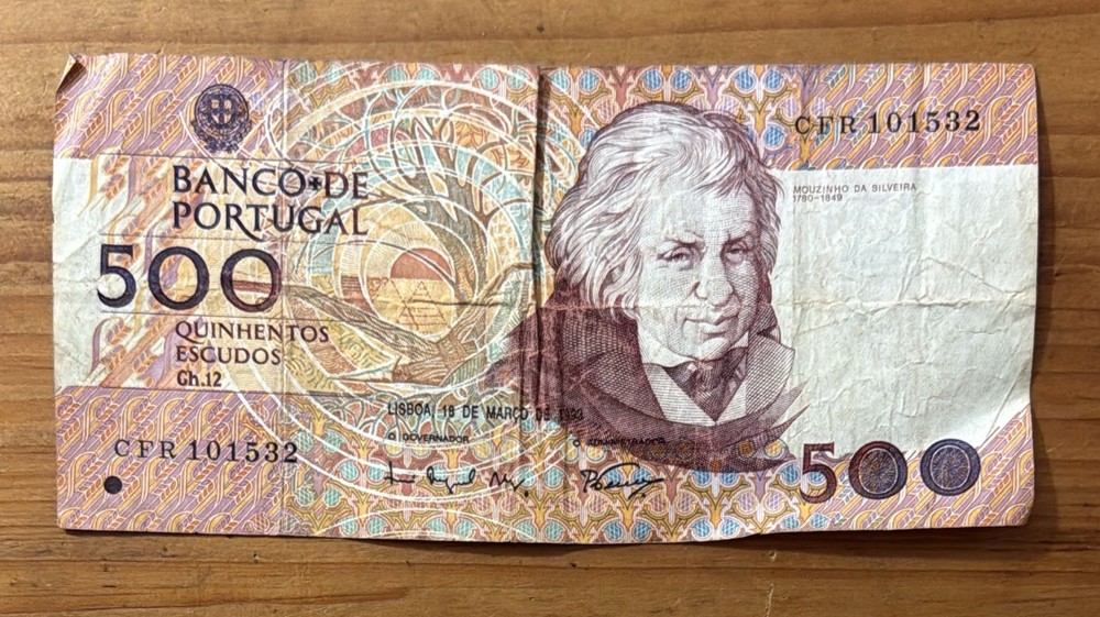 Portugese 500 Escudos 1993 Banknote.