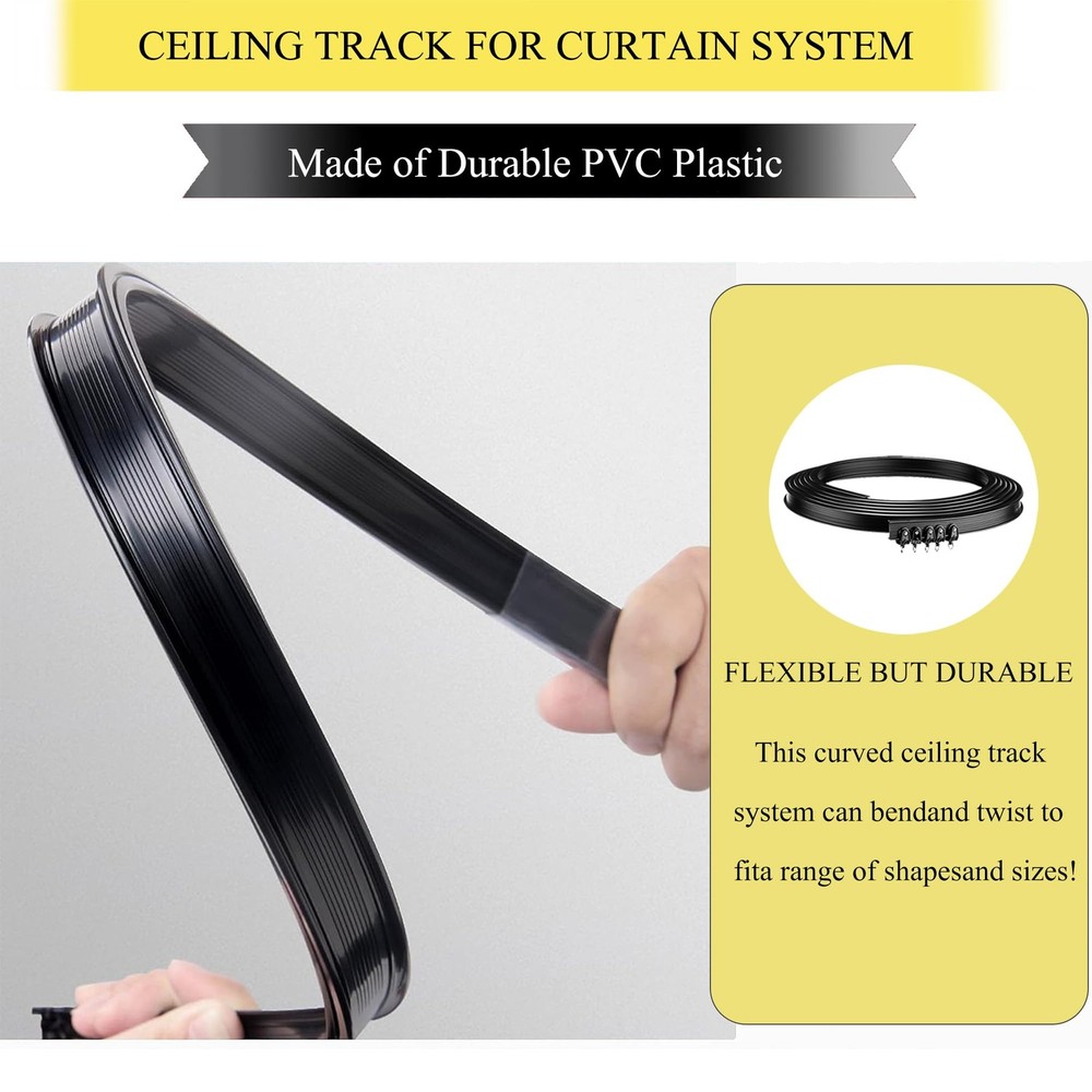 Room Divider Curtain Sets with Bendable Ceiling Track, 95% Blackout Total Pri...