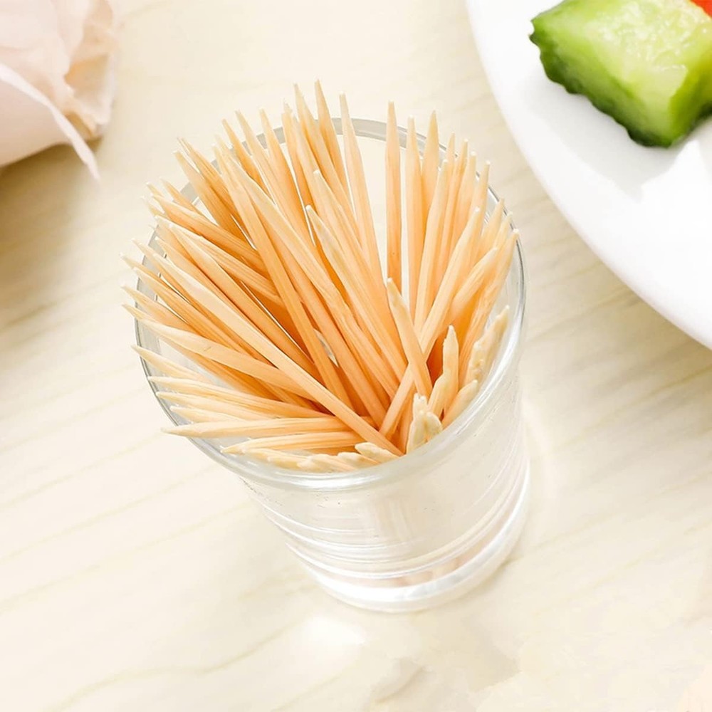 Bamboo Toothpicks - 3000 Count, Round, Double-Sided, Sturdy, Smooth Brown