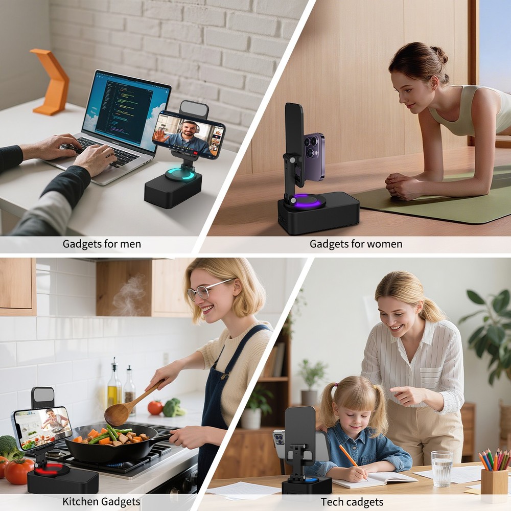 Portable Bluetooth Speaker Wireless with Cell Phone Stand,Rechargeable,LED Light