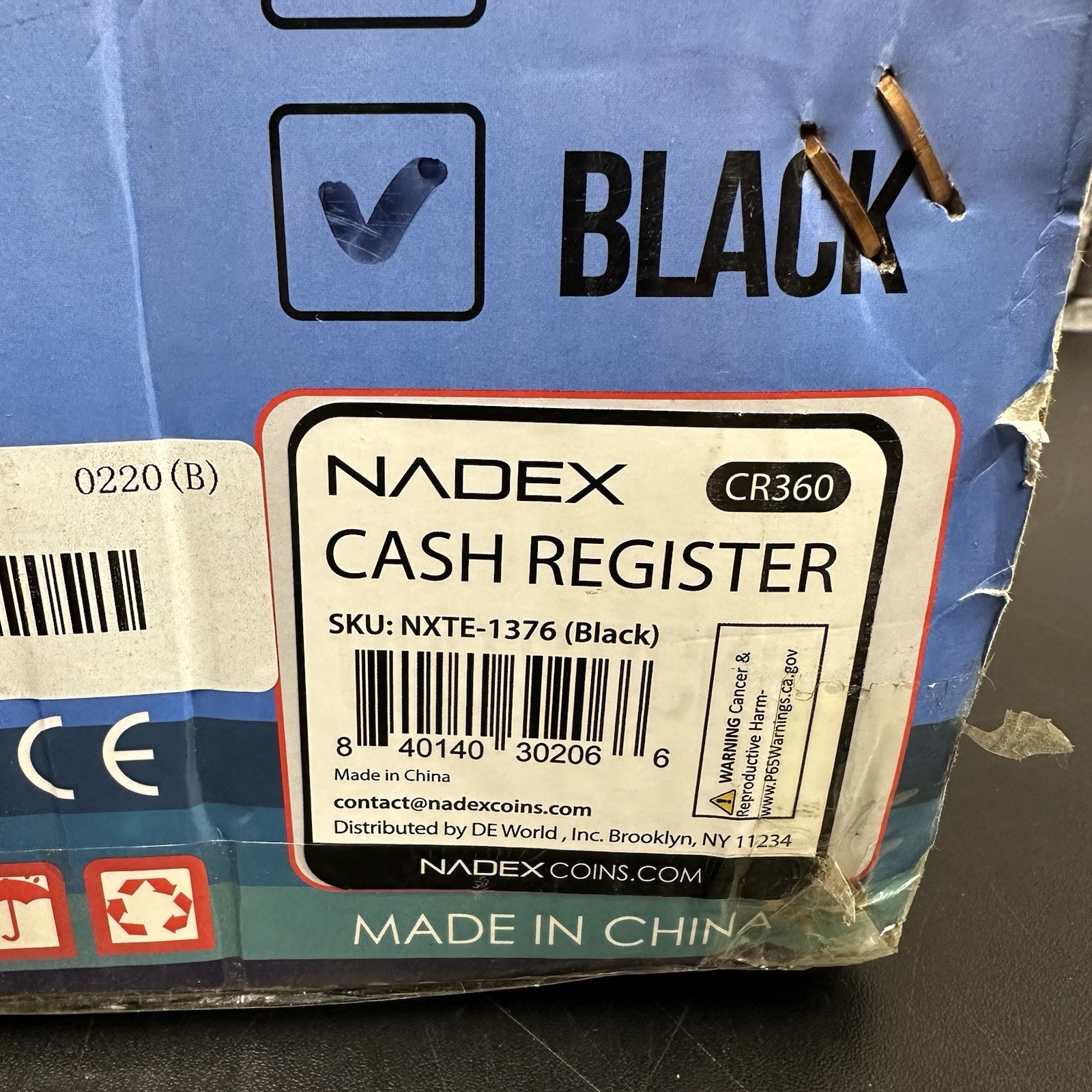 Nadex CR360 Thermal-Print Electronic Cash Register, 12 Compartments, Black