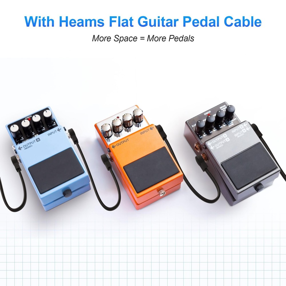 6 Pack Guitar Patch Cables - Noise-Free Right Angle Pedal Board Cables