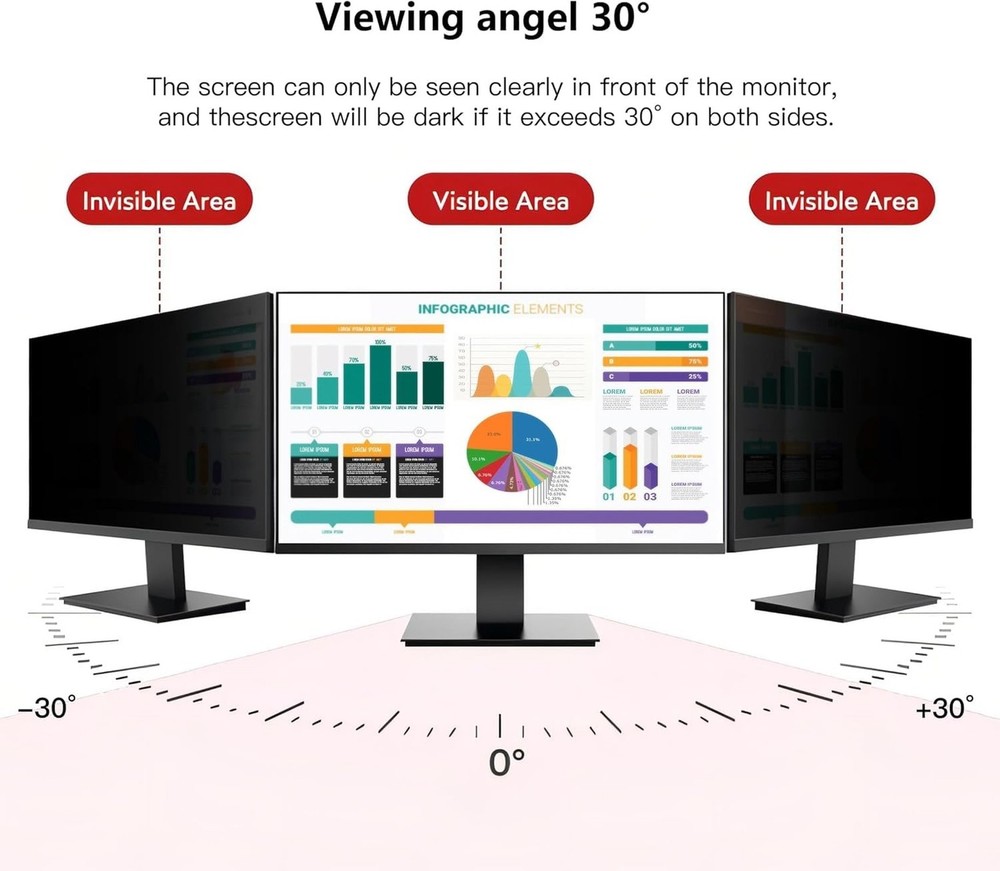 24 Inch Computer Privacy Screen Shield for 16:9 Widescreen Desktop ... Fast Ship