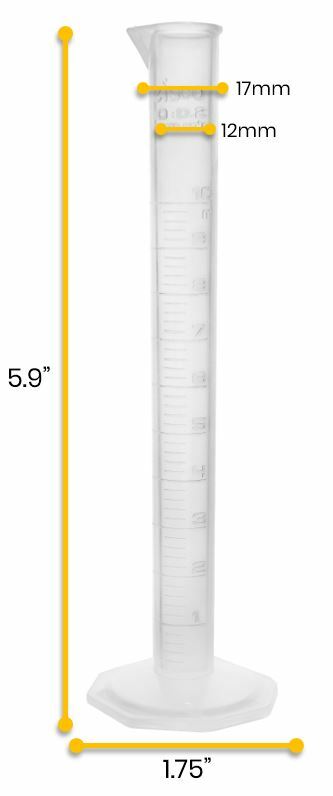 Eisco Labs 10ml Measuring Cylinders, Class B - Polypropylene - 24 Pack