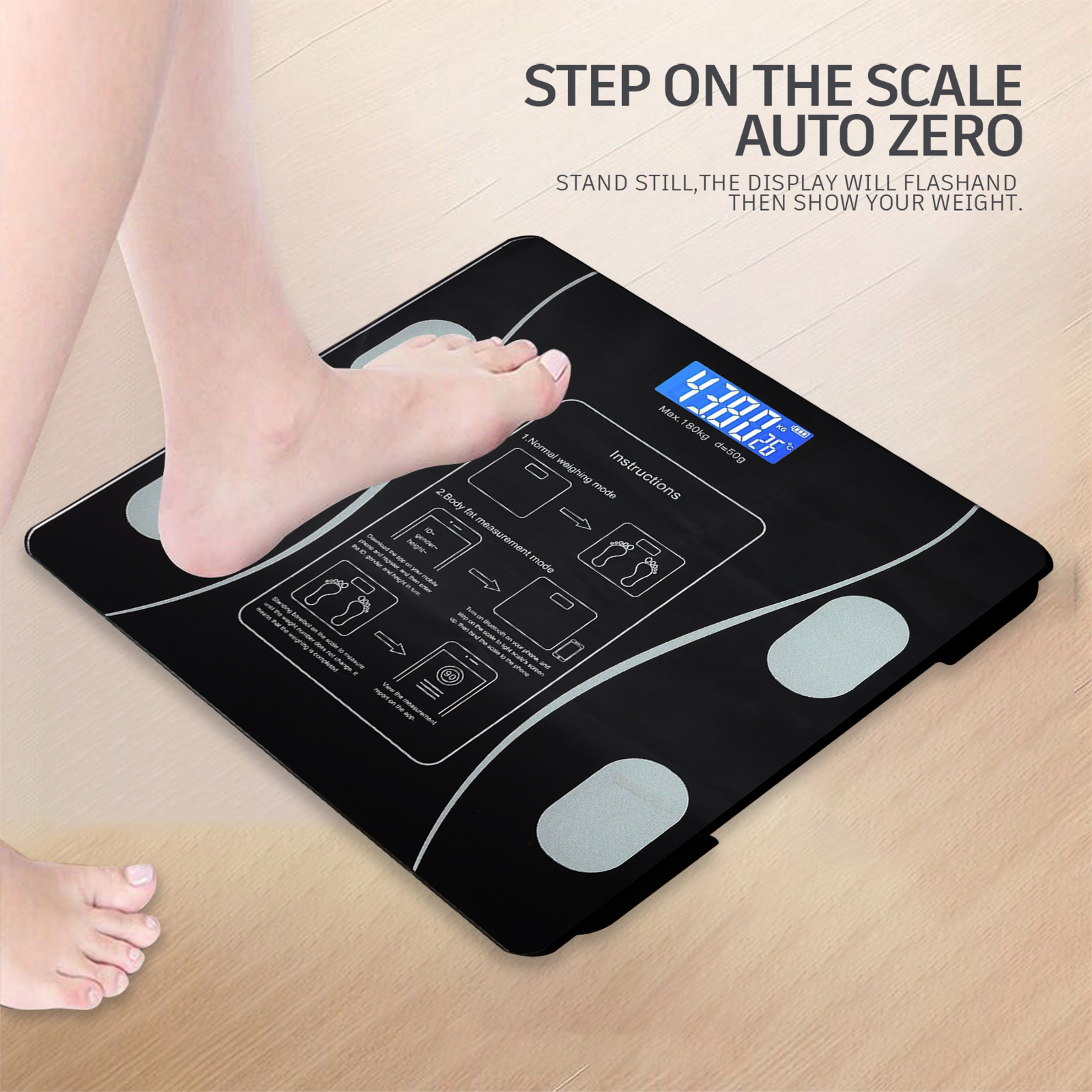 Digital Body Weight Scale Backlit Display High Precision Bluetooth BathroomScale