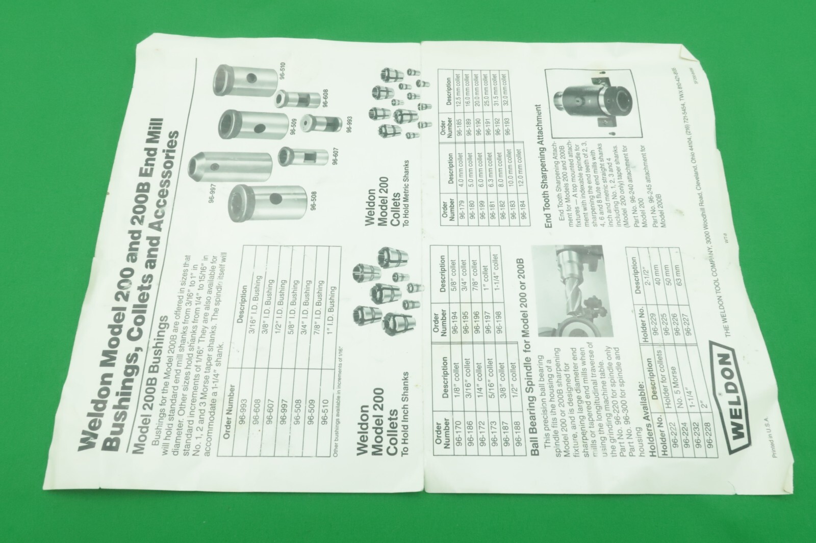 Weldon 96-240 End Tooth Sharpening Attachment for 200 Sharpening Fixture