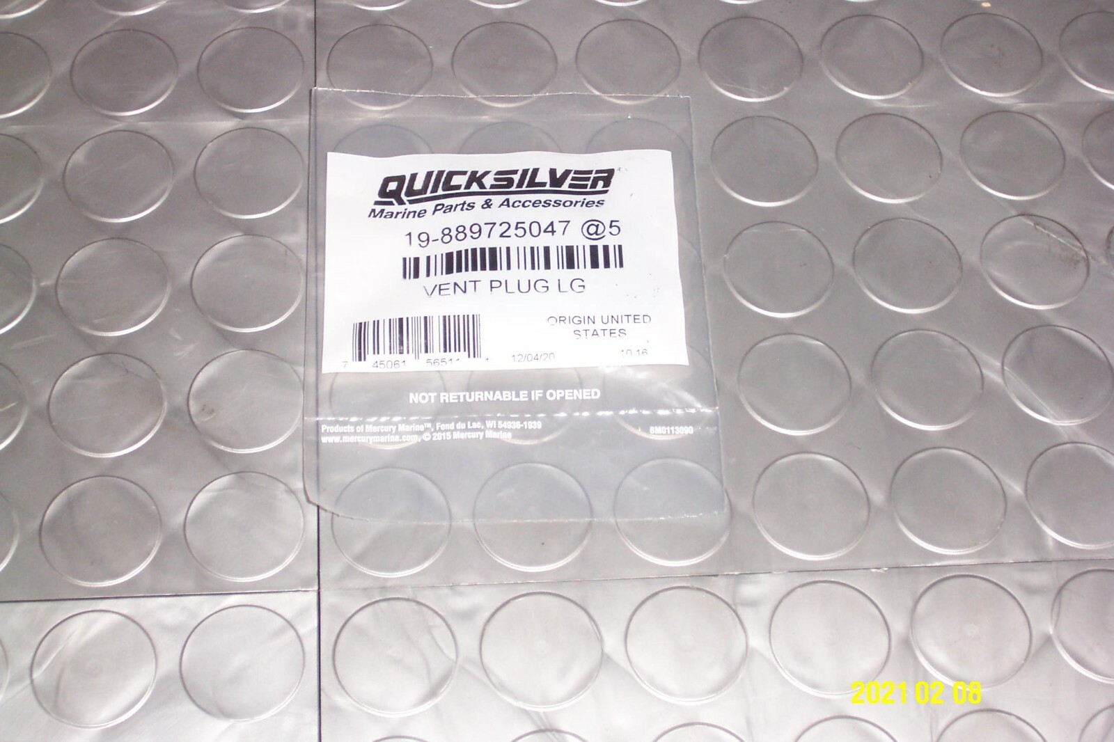 Mercury Marine Quicksilver Performance PVS Vent Plug 12mm OEM 19-889725047 5Pack