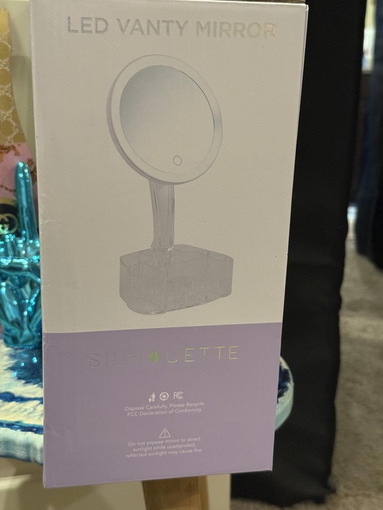 Silhouette LED Vanity Mirror with Storage Base NWT