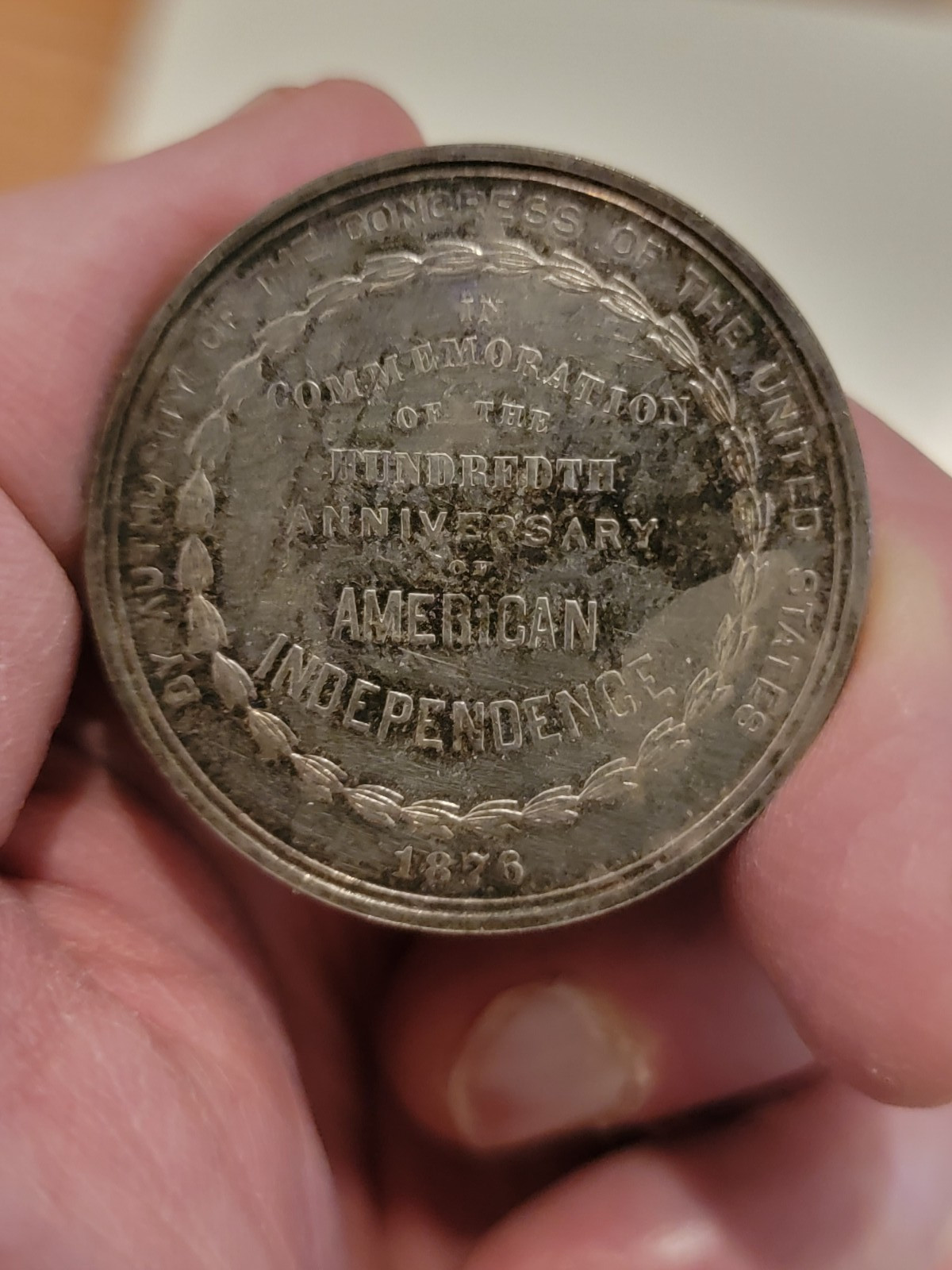 1876 HK-20 SO-CALLED DOLLAR OFFICIAL U.S. MINT CENTENNIAL SILVER PROOF MEDAL