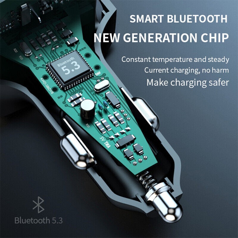 Universal Bluetooth 5.0 Car Wireless Adapter FM-Transmitter MP3 Radio USBCharger