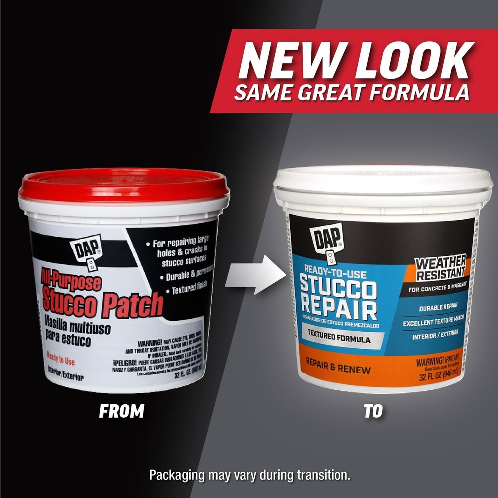 Dap 10504 All-Purpose Ready-to-Use Stucco Patch, 1-Quart 1 Quart, White