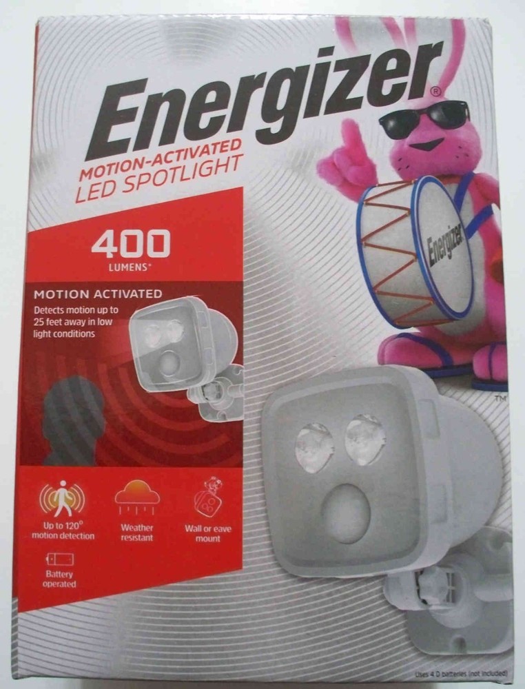 Energizer Motion-Activated LED Spotlight - White - 4 D Batteries - Combo Ship