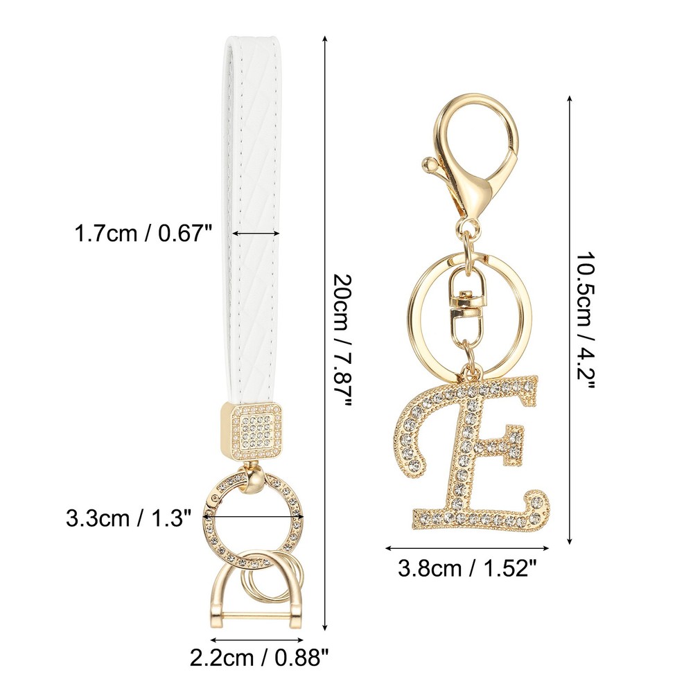 Leather Wristlet Keychain, Chic Letter E Keychains