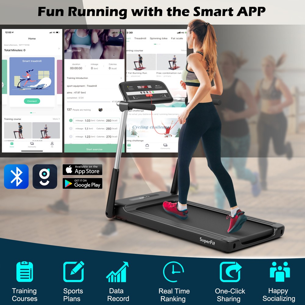 2.25HP Folding Treadmill with LED Display & APP Control Walking Jogging Running