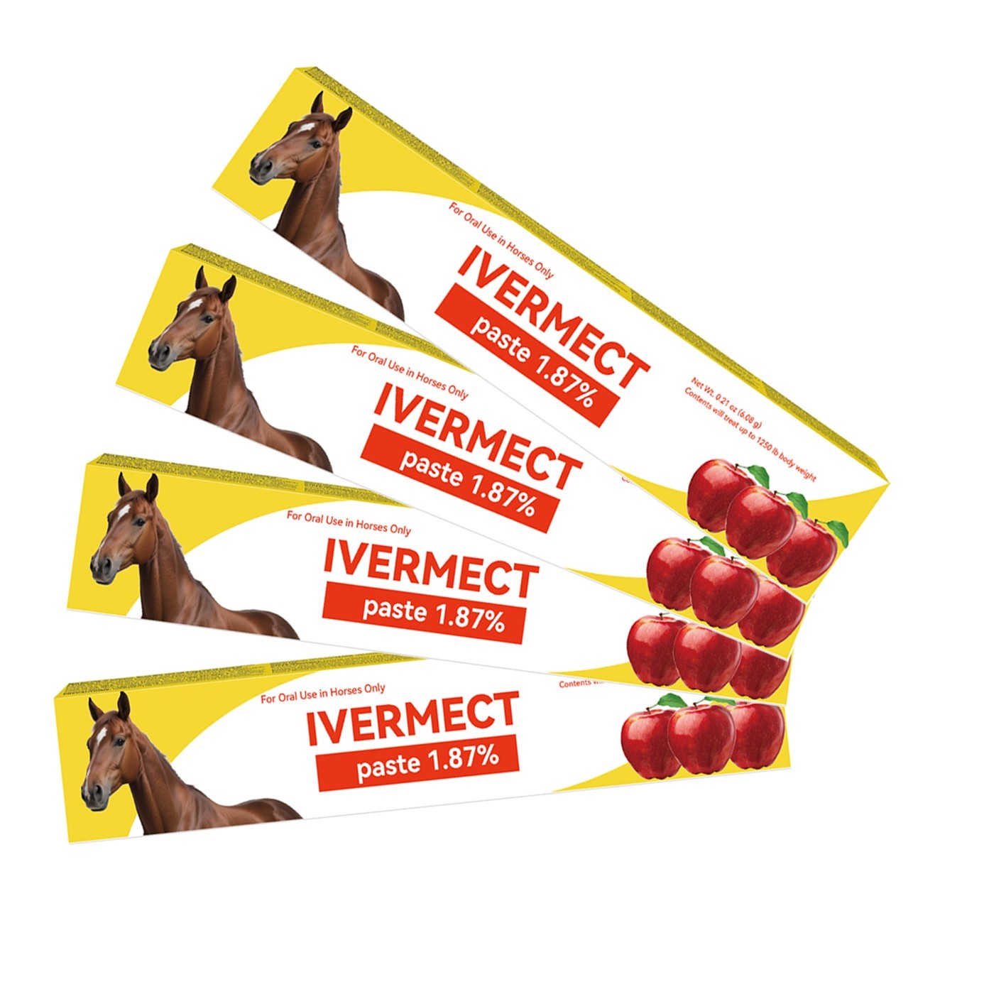 4 Pack Horse Dewormer Paste Apple Flavor Exp 01/2028 Near Expiry