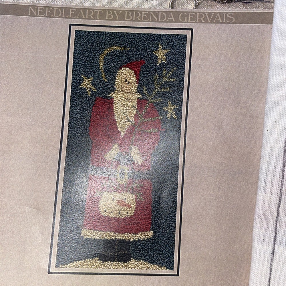 With Thy Needle & Thread Punchneedle “Jolly Old St Nick” Size 3.5x7” Red NIP