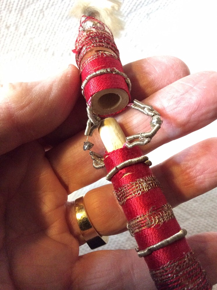 ANTIQUE SEWING-VICTORIAN SILVERED WIRE AND THREAD NEEDLE CASE