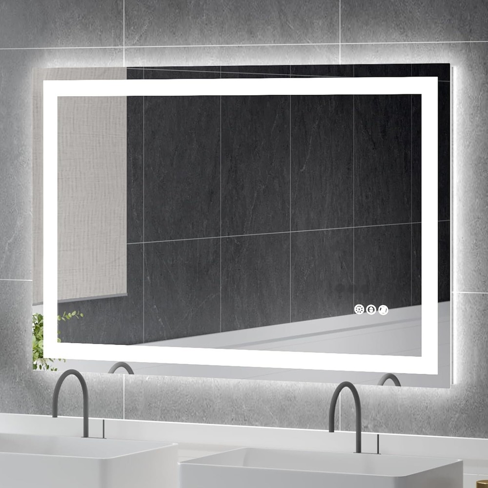 Dimmable LED Lighted Bathroom Mirror Touch Vanity Mirror Vertical & Horizontal