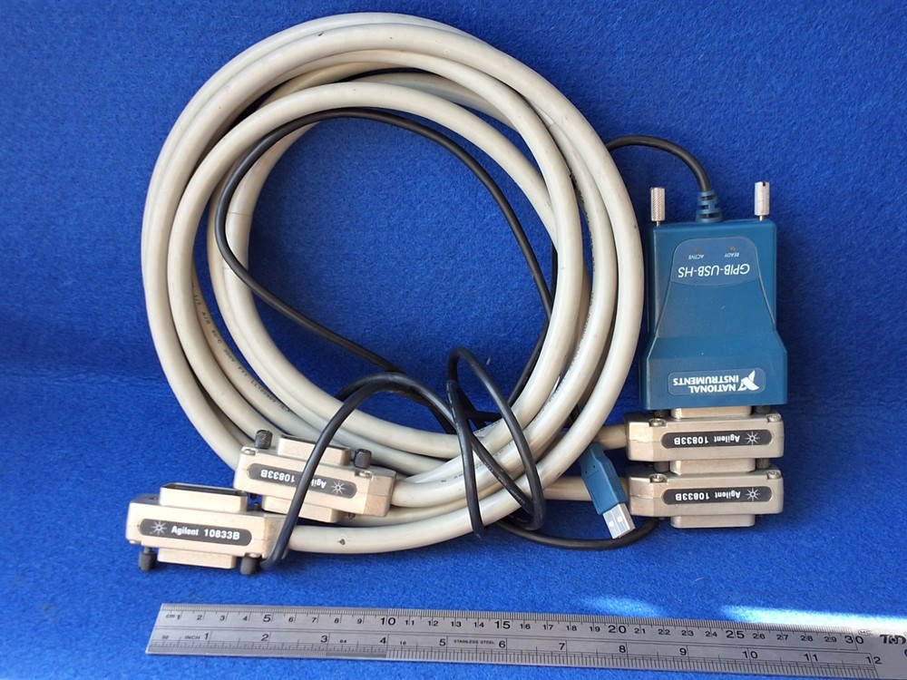National Instruments GPIB-USB-HS Interface Adapter w/ Agilent 10833B cables.