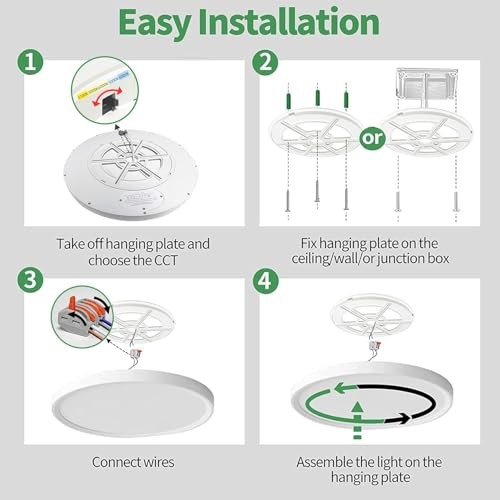 6PK Dimmable 12 Inch LED Flush Mount Ceiling Light, 24W, 2520LM, White