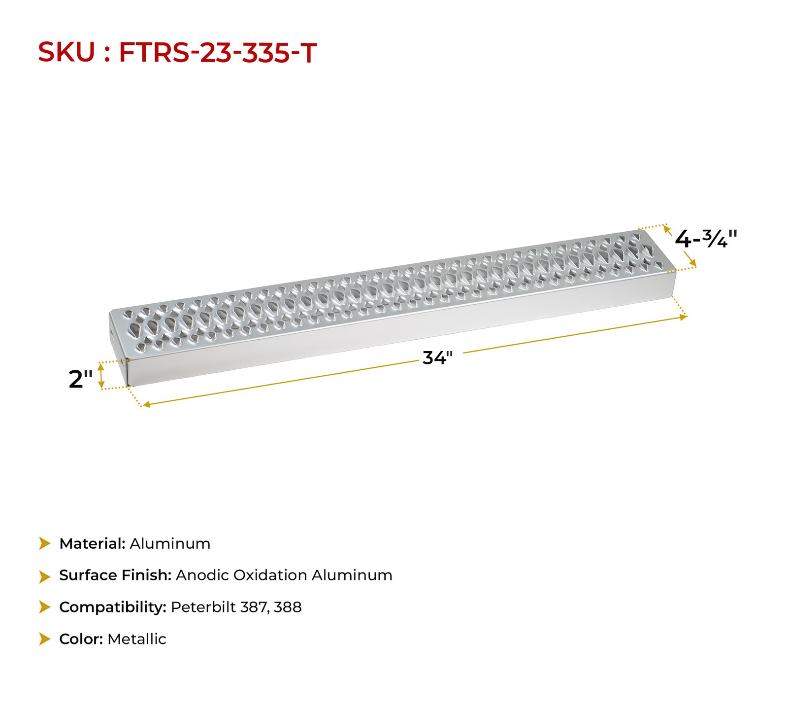 Top & Bottom Fuel Tank Step w/ Bracket Fits 23" Fuel Tank, Replaces Peterbilt...