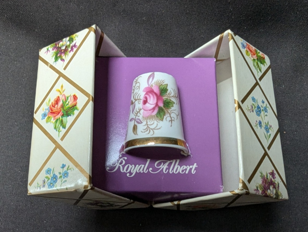 3 Royal Albert Rose Thimbles - Original Boxes