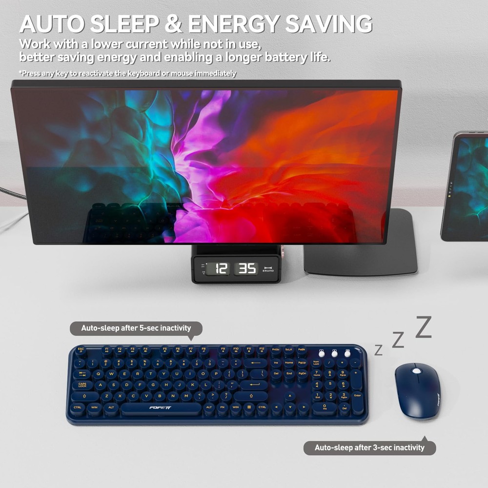 Wireless Keyboard and Mouse Combo with Switch Button- 2.4GHz Cordless Typewri...