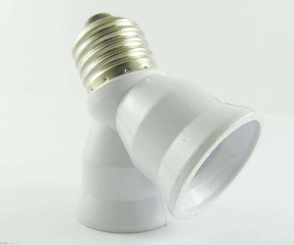 E27 Screw Base Light Lamp Bulb Socket LED Halogen 1 to 2 Split Splitter Adapter